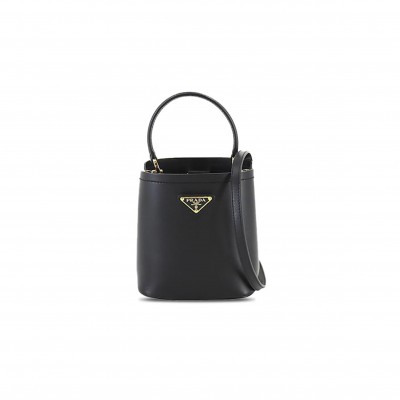 PRADA BLACK SMALL SAFFIANO LEATHER PANIER BAG 1BA373 (16*15*9.5cm) 